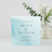 Invitation Mariage Minimaliste Abstrait Sarcelle Moderne (Debout devant)