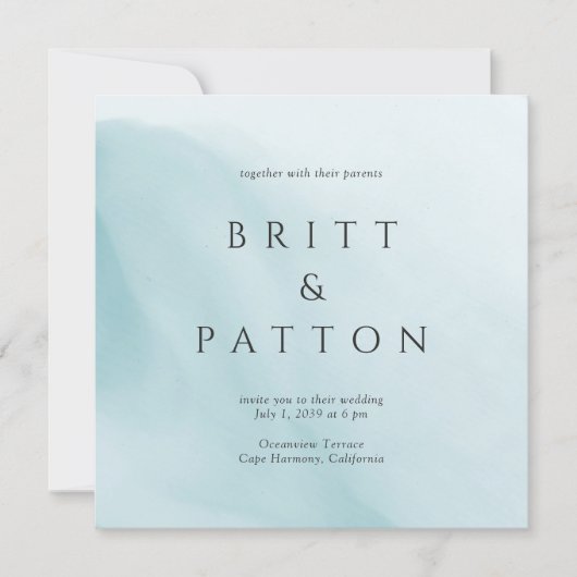 Invitation Mariage Minimaliste Abstrait Sarcelle Moderne (Devant)