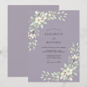 Invitation Mariage Minimaliste Améthyste Feuillu (Devant / Derrière)