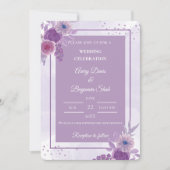 Invitation Mariage minimaliste aquarelle violette (Devant)