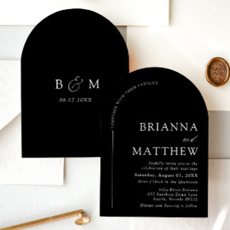 Invitation Mariage Minimaliste Arch Moderne Noir & Blanc