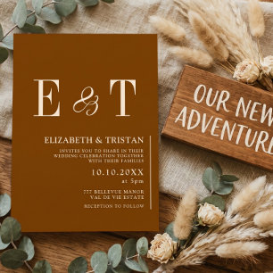 Invitation Mariage Minimaliste au Chocolat Élégant