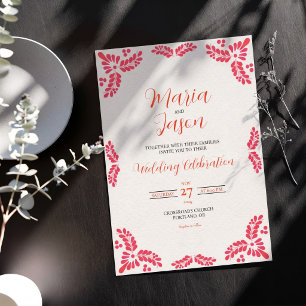 Invitation Mariage minimaliste aux fleurs orange Talavera mex
