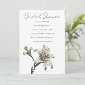 Invitation Mariage Minimaliste aux Lys Blancs (Debout devant)