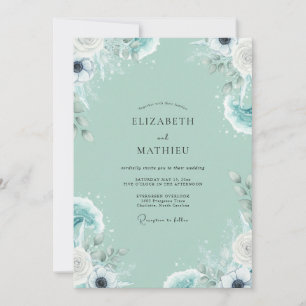 Invitation Mariage Minimaliste aux Ranunculus Peints de Teint