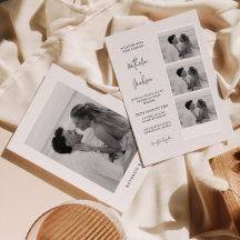 Mariage minimaliste avec bande de photos et écritu