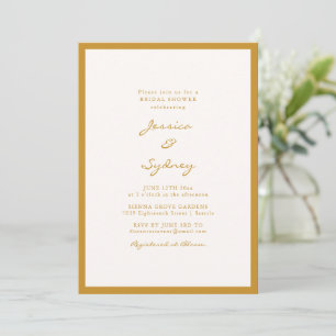 Invitation Mariage Minimaliste avec Bordure Jaune Moutarde