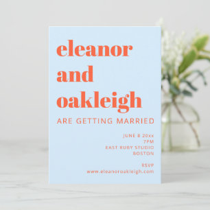 Invitation Mariage Minimaliste avec Typographie Gras Bleu Ora