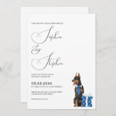 Invitation Mariage minimaliste avec un Doberman (Devant / Derrière)