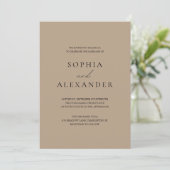 Invitation Mariage minimaliste beige - Élégance moderne  (Debout devant)