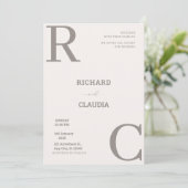 Invitation Mariage minimaliste beige et Brown (Debout devant)