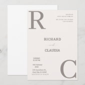 Invitation Mariage minimaliste beige et Brown (Devant / Derrière)