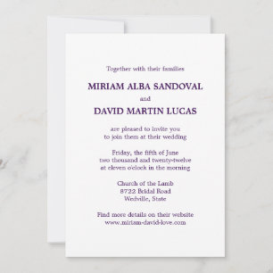 Invitation Mariage minimaliste bilingue bilingue violet
