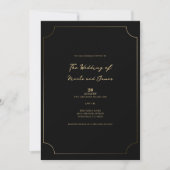 Invitation Mariage minimaliste Black & Gold (Devant)