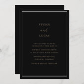 Invitation Mariage minimaliste Black Gold Modern (Devant / Derrière)