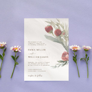 Invitation Mariage minimaliste blanc et rouge