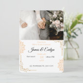 Invitation Mariage minimaliste blanc marron (Debout devant)