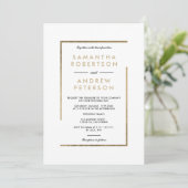 Invitation Mariage minimaliste blanc noir chic (Debout devant)