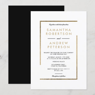 Invitation Mariage minimaliste blanc noir chic