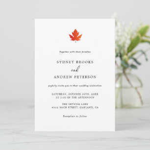 Invitation Mariage Minimaliste Blanc Romance d'Automne
