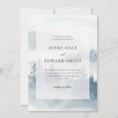 Invitation Mariage minimaliste bleu hiver moderne (Devant)