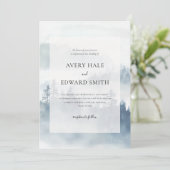 Invitation Mariage minimaliste bleu hiver moderne (Debout devant)