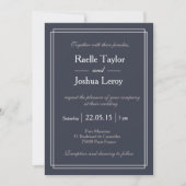 Invitation mariage minimaliste bleu pois (Devant)