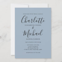 Mariage minimaliste bleu poussiéreux écriture sign