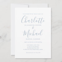 Mariage minimaliste bleu poussiéreux écriture sign