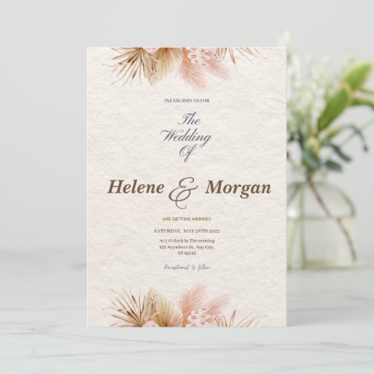 Invitation Mariage minimaliste Boho (Debout devant)