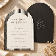 Mariage minimaliste boho noir rayures ivoire
