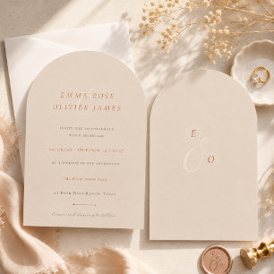 Invitation Mariage minimaliste Boho sable cuivre script