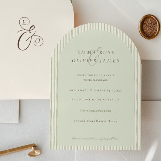 Invitation Mariage Minimaliste Boho Vert Sauge