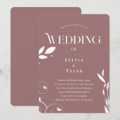 Invitation Mariage minimaliste Botanique Mauve Boho (Devant / Derrière)