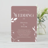 Invitation Mariage minimaliste Botanique Mauve Boho (Debout devant)