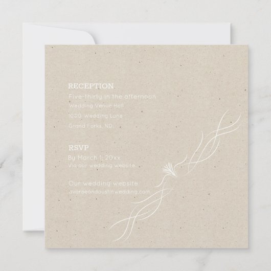 Invitation Mariage minimaliste bronzé et blanc (Dos)