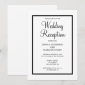 Invitation Mariage Minimaliste Cadre Noir Réception (Devant / Derrière)