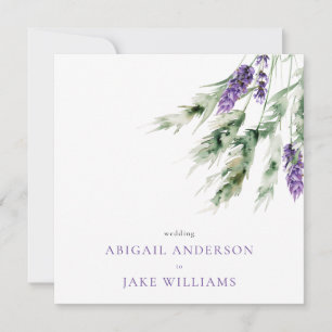 Invitation Mariage minimaliste carré lavande et verdure