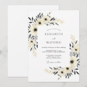 Invitation Mariage Minimaliste Charbon Sérène (Devant / Derrière)