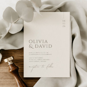 Invitation Mariage minimaliste chaud taupe et ivoire