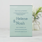 Invitation Mariage minimaliste chic bleu turquoise (Debout devant)