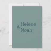 Invitation Mariage minimaliste chic bleu turquoise (Dos)