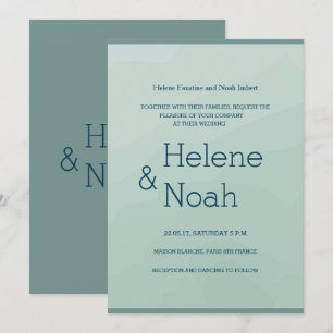 Invitation Mariage minimaliste chic bleu turquoise