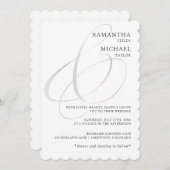 Invitation Mariage minimaliste chic en argent (Devant / Derrière)