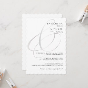 Invitation Mariage minimaliste chic en argent