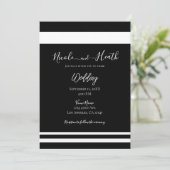 Invitation Mariage Minimaliste Chic Noir & Blanc (Debout devant)