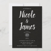 Invitation Mariage Minimaliste Chic Noir Moderne (Devant)
