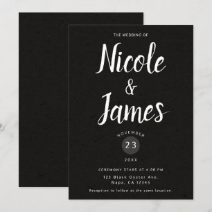 Invitation Mariage Minimaliste Chic Noir Moderne