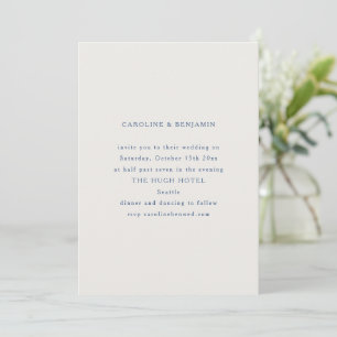 Invitation Mariage Minimaliste Classique Bleu et Blanc Formel
