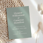 Invitation Mariage minimaliste classique Dusty Sage vert Desi<br><div class="desc">Élégante et minimaliste,  cette faire-part de mariage moderne présente un design typographique épuré et simple et tendance sur un arrière - plan vert sage.</div>